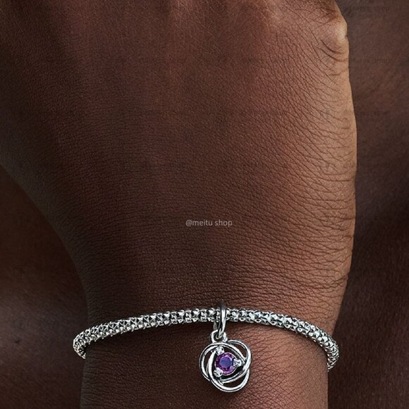 Pandora Purple Eternity Circle Dangle Charm - Picture 4 of 6